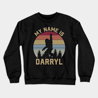 My Name Is Darryl, Funny Sasquatch Design, Bigfoot Retro Sunset Crewneck Sweatshirt